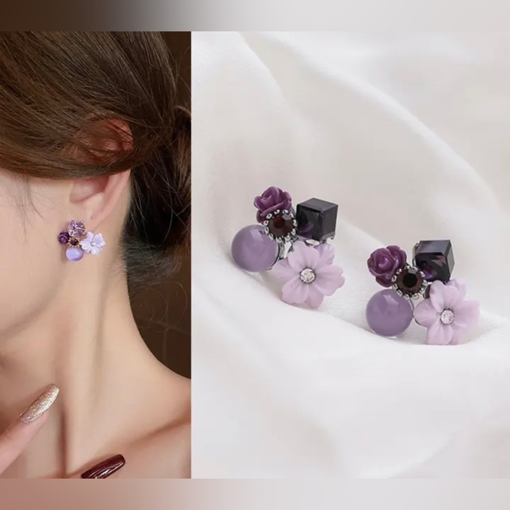 Demure Lavender Flower Earrings